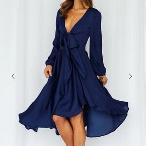 Hello Molly Talk Fast Midi Dress - Navy Blue